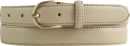 Damengürtel aus Vollrindleder bombiert 2,5 cm mit goldener Gürtelschnalle Beige