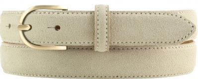 Damengürtel aus Veloursleder mit goldener Gürtelschnalle 2,5 cm Beige