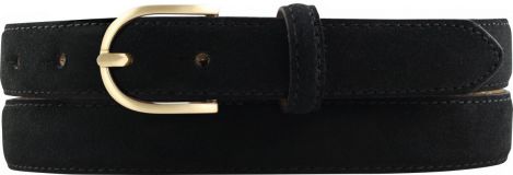 Damengürtel aus Veloursleder mit goldener Gürtelschnalle 2,5 cm Schwarz