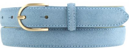 Damengürtel aus Veloursleder mit goldener Gürtelschnalle 2,5 cm Jeansblau
