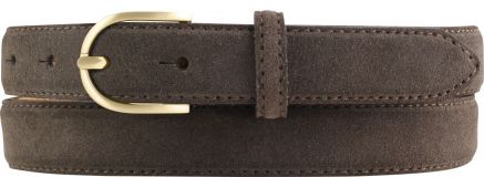 Damengürtel aus Veloursleder mit goldener Gürtelschnalle 2,5 cm Dunkelbraun