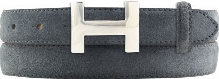 Designer-G�rtel Horus aus Veloursleder mit silberner G�rtelschnalle 2,5 cm Dunkelgrau