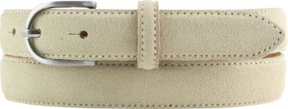 Damengürtel aus Veloursleder 2,5 cm Beige