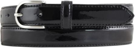 Damengürtel aus Lackleder mit runder Gürtelschnalle 2,5 cm Schwarz