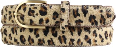 Fellledergürtel mit goldener Gürtelschnalle 3,0 cm Mini-Leo