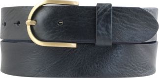 Damengürtel aus Vollrindleder im Used-Look mit goldener Gürtelschnalle 3,5 cm Marine