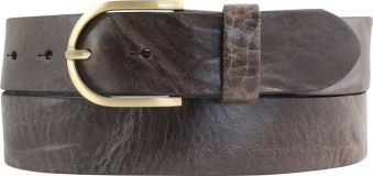 Damengürtel aus Vollrindleder im Used-Look mit goldener Gürtelschnalle 3,5 cm Chocolate