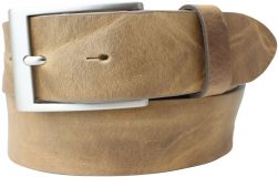 G�rtel aus Vollrindleder im Used-Look 3,5 cm Taupe