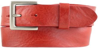 Gürtel aus Vollrindleder im Used-Look mit Gürtelschnalle in Altsilber 3,5 cm Rot