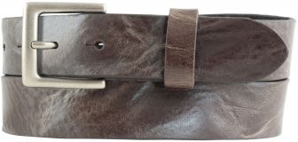 Gürtel aus Vollrindleder im Used-Look mit Gürtelschnalle in Altsilber 3,5 cm Chocolate