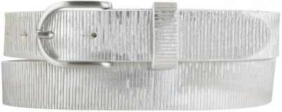 Damen-Gürtel aus Vollrindleder mit Metall-Optik 3,0 cm Weiß