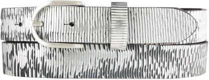 Damen-Gürtel aus Vollrindleder mit Metall-Optik 3,0 cm Schwarz Metallik