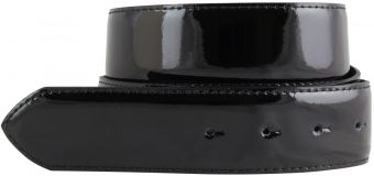 Lackgürtel aus Leder ohne Schließe 4,0 cm Schwarz