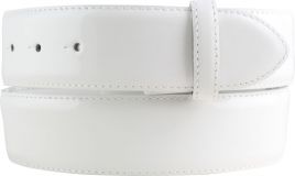 Lackgürtel aus Leder ohne Schließe 4,0 cm Weiß
