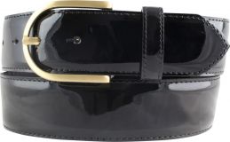 Damengürtel aus Lackleder mit goldener Gürtelschnalle 4,0 cm Schwarz