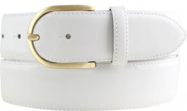 Damengürtel aus Lackleder mit goldener Gürtelschnalle 4,0 cm Weiß