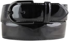 Lackgürtel aus Leder mit geschwärzter Gürtelschnalle 4,0 cm Schwarz