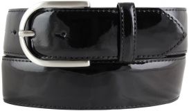 Damengürtel aus Lackleder mit runder Gürtelschnalle 4,0 cm Schwarz