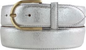 Damengürtel in Metall-Optik mit goldener Gürtelschließe 4,0 cm Silber