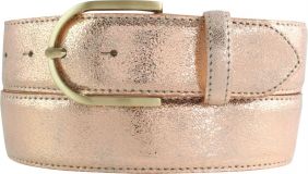 Damengürtel in Metall-Optik mit goldener Gürtelschließe 4,0 cm Roségold