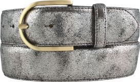 Damengürtel in Metall-Optik mit goldener Gürtelschließe 4,0 cm Silber geschwärzt