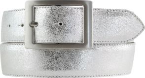 Gürtel in Metall-Optik mit Doppel-Schließe 4,0 cm Silber