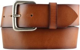 Gürtel aus Vollrindleder mit geschwärzten Kanten 5,0 cm Cognac