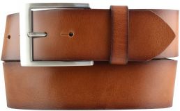 Herrengürtel aus Vollrindleder mit geschwärzten Kanten 5,0 cm Cognac