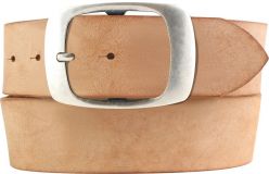 Gürtel aus weichem Vollrindleder mit Doppel-Schnalle 5,0 cm Tabac
