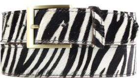Fellledergürtel mit goldener Gürtelschnalle 4,0 cm Zebra
