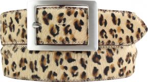 Herrengürtel aus echtem Fell-Leder mit Doppel-Schließe 4,0 cm Mini-Leo