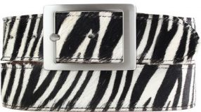 Herrengürtel aus echtem Fell-Leder mit Doppel-Schließe 4,0 cm Zebra