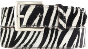 Felllederg�rtel mit altsilberner G�rtelschlie�e 4,0 cm Zebra
