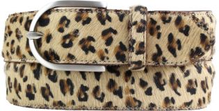Dameng�rtel aus echtem Fell-Leder 4,0 cm Mini-Leo