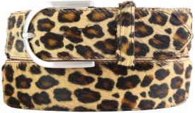 Dameng�rtel aus echtem Fell-Leder 4,0 cm Leo