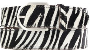 Dameng�rtel aus echtem Fell-Leder 4,0 cm Zebra