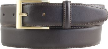 Anzugg�rtel aus Vollrindleder mit goldener G�rtelschlie�e 3,5 cm Braun