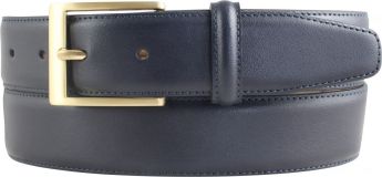 Anzugg�rtel aus Vollrindleder mit goldener G�rtelschlie�e 3,5 cm Marine