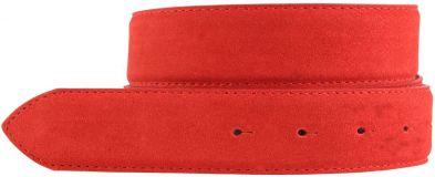 G�rtel aus Veloursleder ohne Schlie�e 3,5 cm Rot