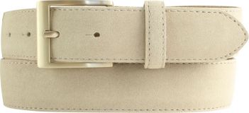 Gürtel aus Veloursleder mit goldener Gürtelschließe 3,5 cm Beige