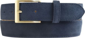 Gürtel aus Veloursleder mit goldener Gürtelschließe 3,5 cm Marine