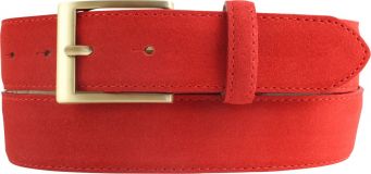 Gürtel aus Veloursleder mit goldener Gürtelschließe 3,5 cm Rot