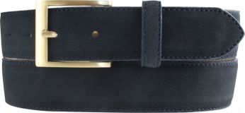 Gürtel aus Veloursleder mit goldener Gürtelschließe 3,5 cm Dunkelblau