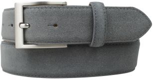 Gürtel aus Veloursleder mit Edelstahl-Gürtelschnalle 3,5 cm Dunkelgrau
