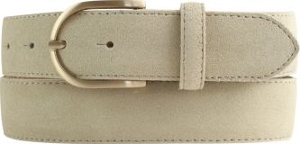 Damengürtel aus Veloursleder mit goldener Gürtelschnalle 3,5 cm Beige