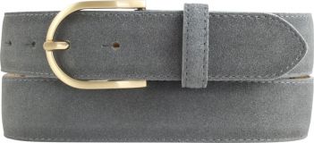 Damengürtel aus Veloursleder mit goldener Gürtelschnalle 3,5 cm Dunkelgrau