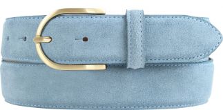 Damengürtel aus Veloursleder mit goldener Gürtelschnalle 3,5 cm Jeansblau