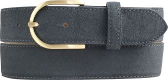 Damengürtel aus Veloursleder mit goldener Gürtelschnalle 3,5 cm Anthrazit