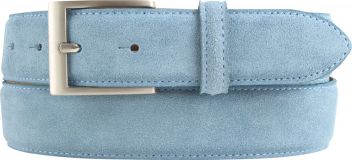 Gürtel aus Veloursleder 3,5 cm Jeansblau