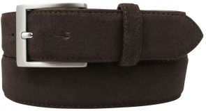 Gürtel aus Veloursleder 3,5 cm Dunkelbraun